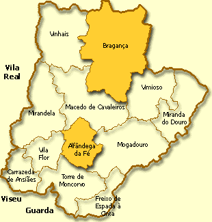 Mapa do distrito de Bragança