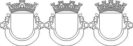 Esquema tipo do escudo com coroa mural presente nas bandeiras das cidades, vilas e aldeias Portuguesas